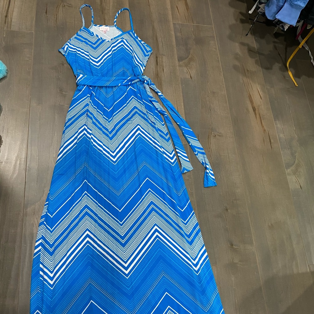 Summer Spaghetti Strap Blue & White Dress